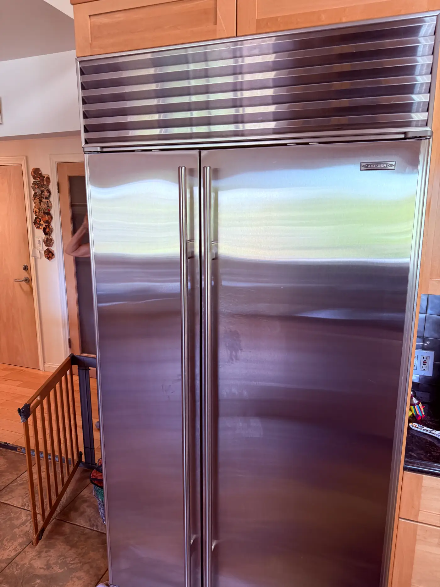 Sub-Zero built-in side-by-side refrigerator in a Palos Verdes Estates kitchen