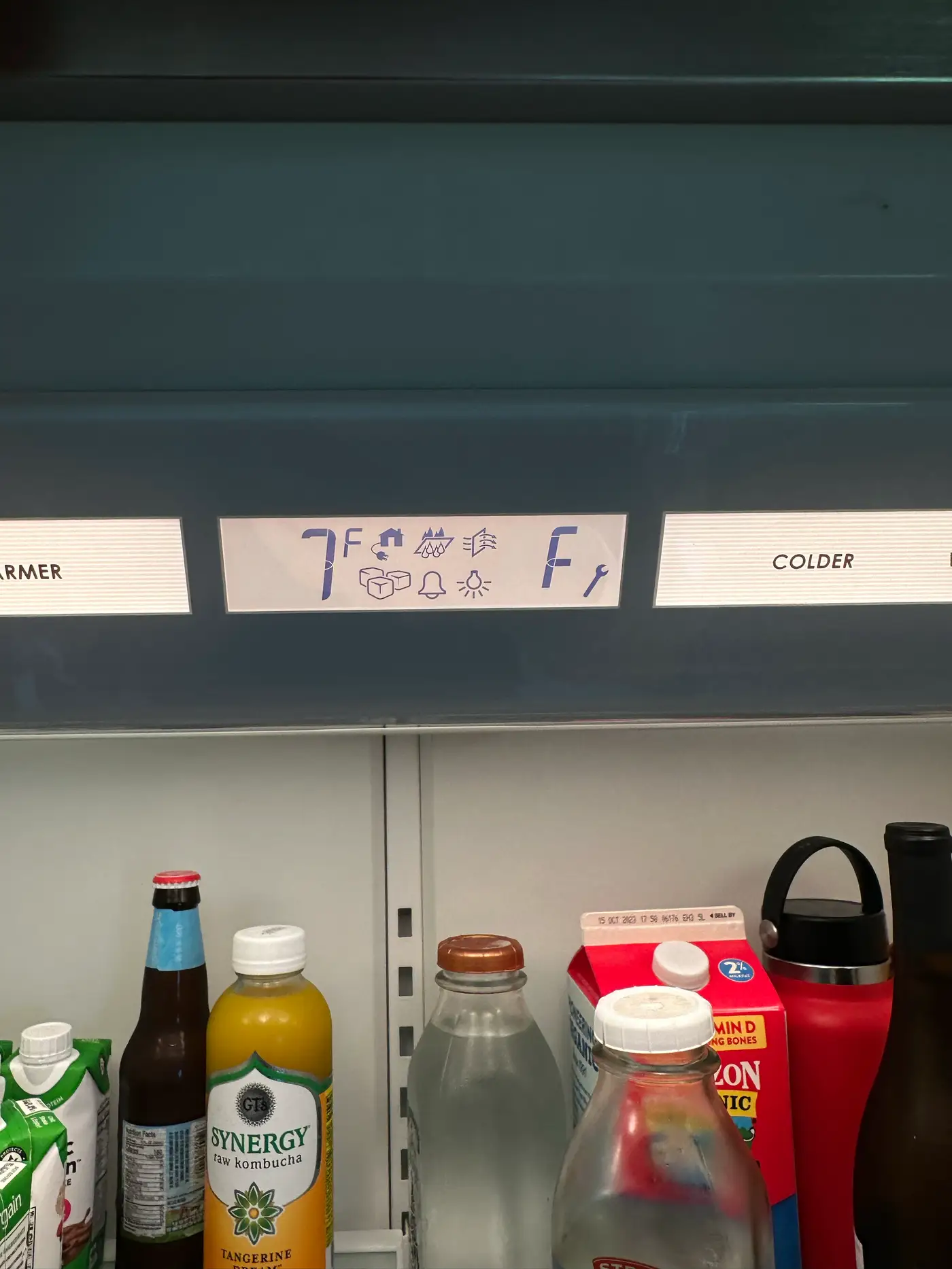 Sub-Zero control panel showing a temperature reading during diagnostics