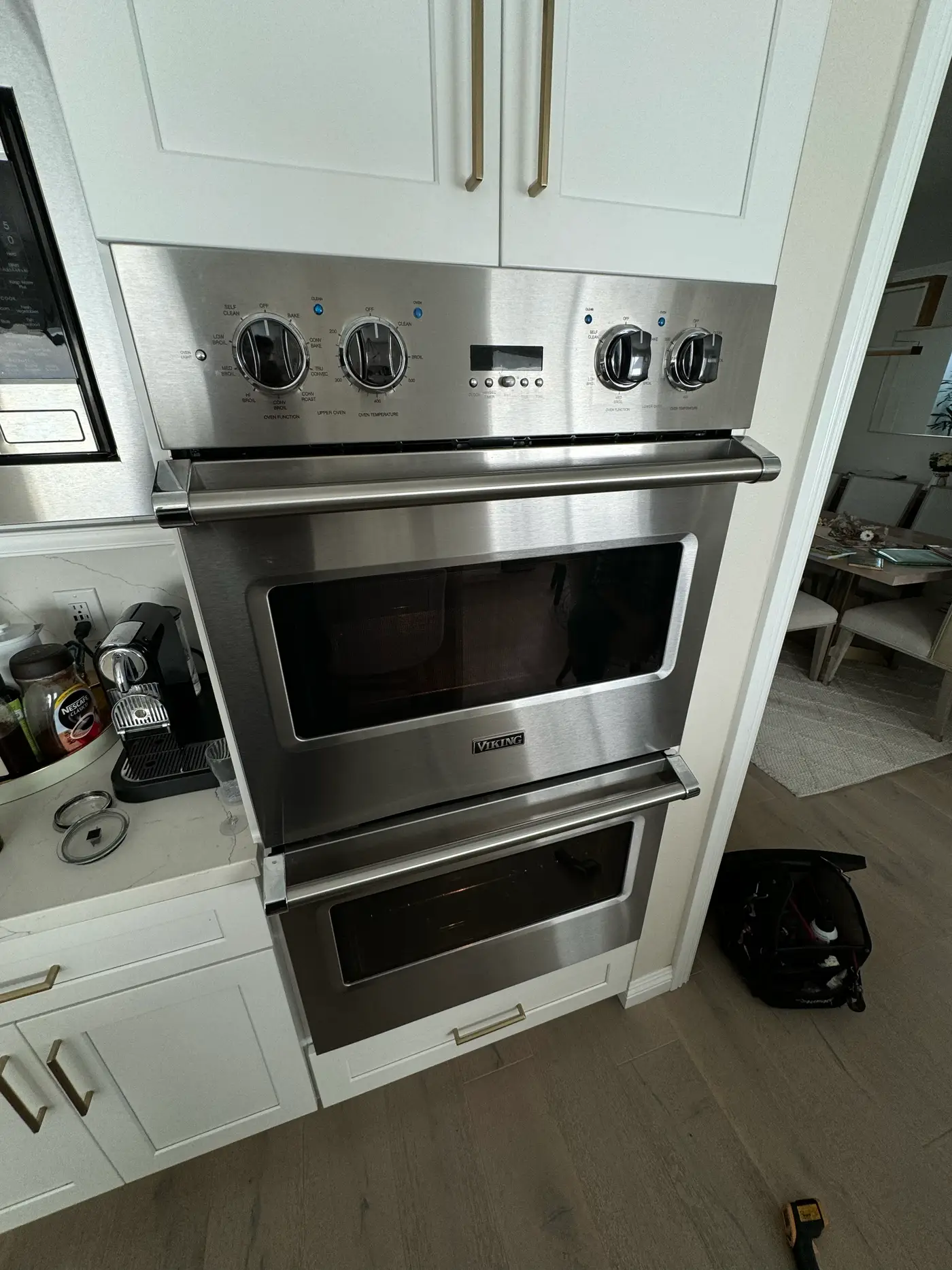 Viking stainless double wall oven in a South Bay kitchen during a heating diagnosis